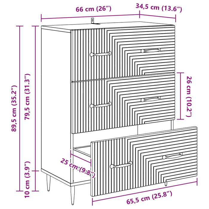 Dulap cu sertare Alb 66 x 34,5 x 89,5 cm Lemn prelucrat - WALTI WALTI