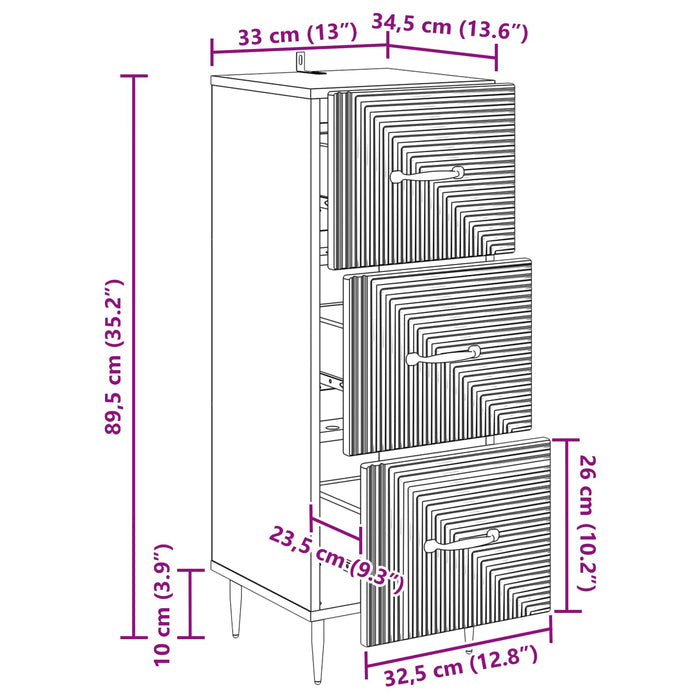 Dulap cu sertare Alb 33 x 34,5 x 89,5 cm Lemn prelucrat WALTI