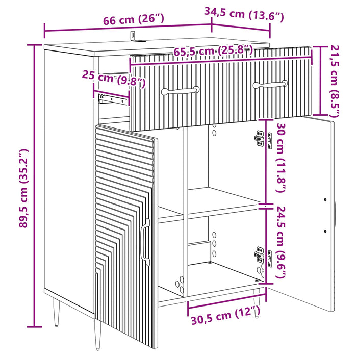 Bufet cu sertar Lemn vechi 66 x 34,5 x 89,5 cm Lemn prelucrat - WALTI WALTI