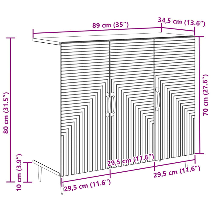 Bufet Gri Beton 89 x 34,5 x 80 cm Lemn prelucrat - WALTI WALTI