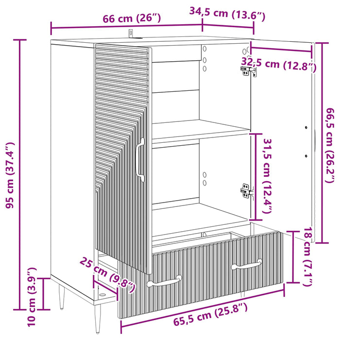 Bufet Stejar Artizanal 66 x 34,5 x 95 cm Lemn prelucrat - WALTI WALTI