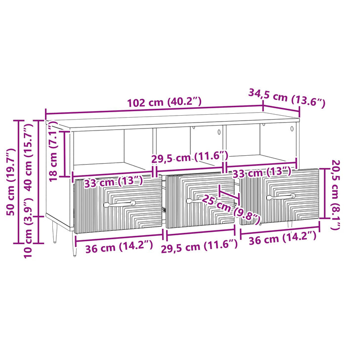 Cabinet TV cu sertar Negru 102 x 34,5 x 50 cm Lemn prelucrat - WALTI WALTI