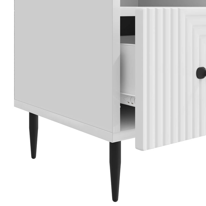 Cabinet TV Alb foarte lucios 102 x 34,5 x 50 cm Lemn prelucrat - WALTI WALTI