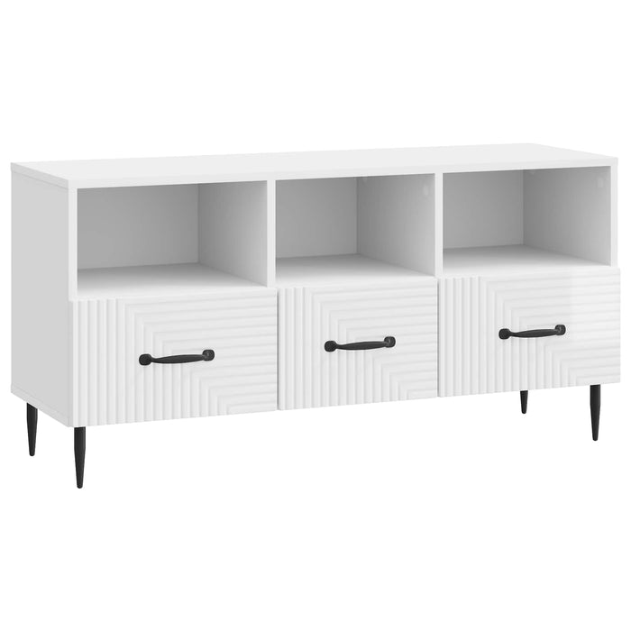 Cabinet TV Alb foarte lucios 102 x 34,5 x 50 cm Lemn prelucrat - WALTI WALTI