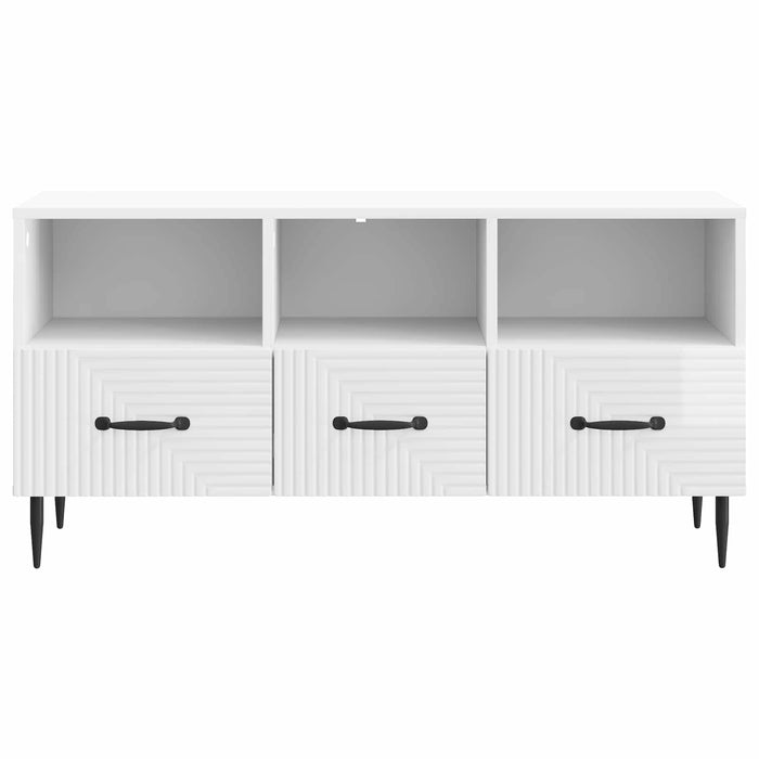 Cabinet TV Alb foarte lucios 102 x 34,5 x 50 cm Lemn prelucrat - WALTI WALTI