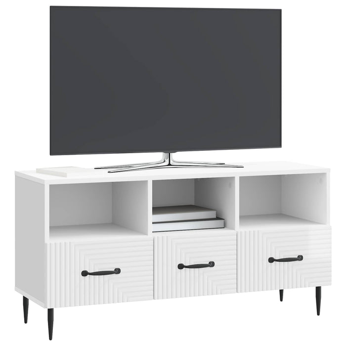 Cabinet TV Alb foarte lucios 102 x 34,5 x 50 cm Lemn prelucrat - WALTI WALTI