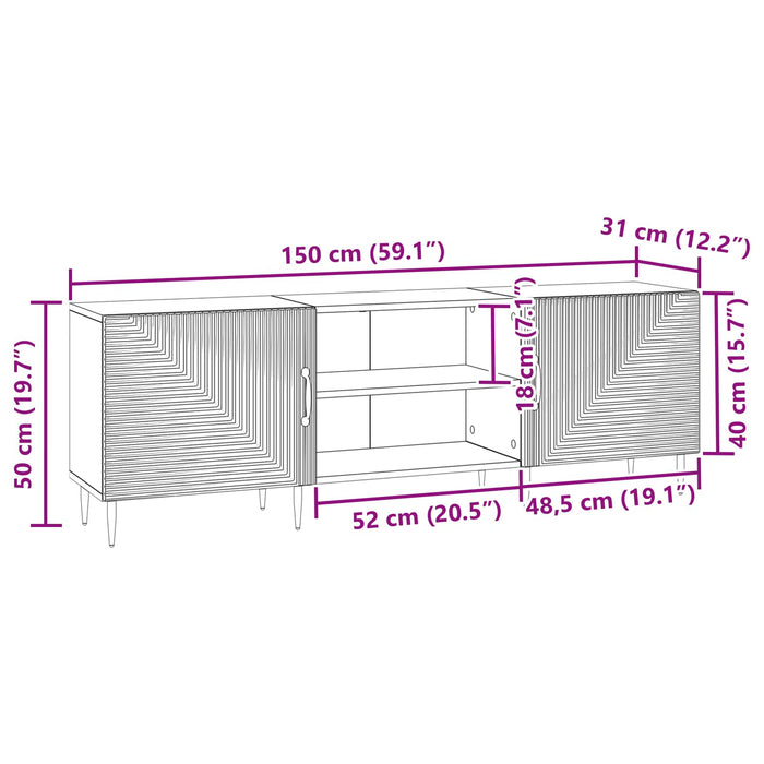 Cabinet TV Stejar fumuriu 150 x 31 x 50 cm Lemn prelucrat - WALTI WALTI
