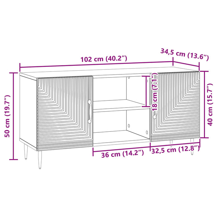 Cabinet TV Gri Beton 102 x 34,5 x 50 cm Lemn prelucrat - WALTI WALTI