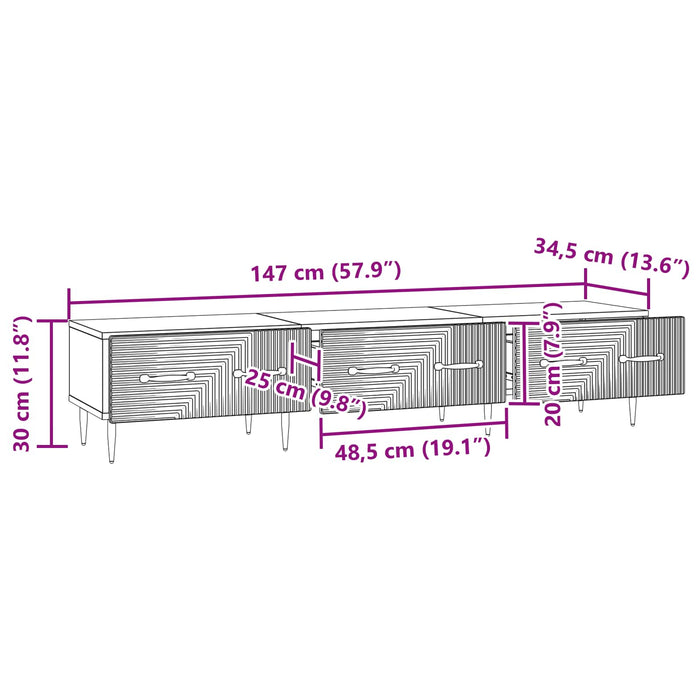 Cabinet TV Stejar fumuriu 147 x 34,5 x 30 cm Lemn prelucrat - WALTI WALTI