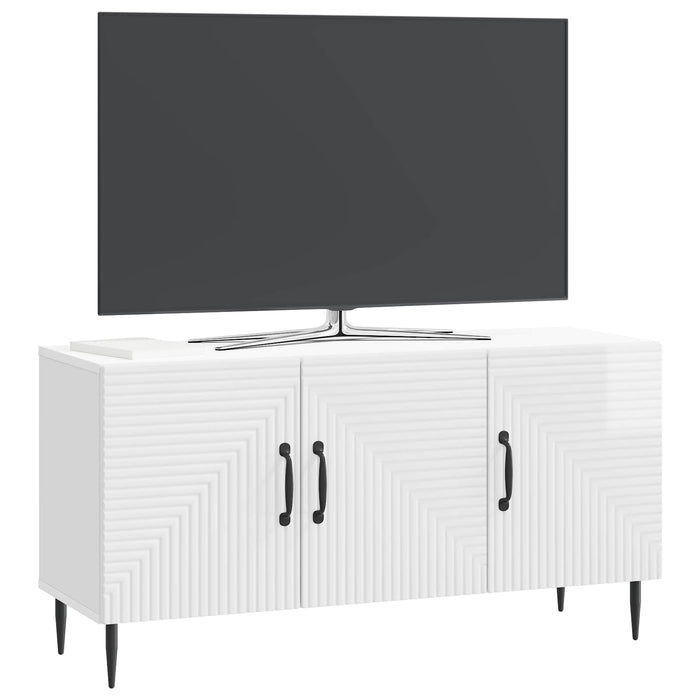 Cabinet TV Alb foarte lucios 99 x 34,5 x 50 cm Lemn prelucrat - WALTI WALTI