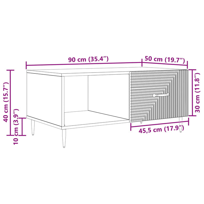 Masă de cafea Stejar fumuriu 90 x 50 x 40 cm Lemn prelucrat - WALTI WALTI