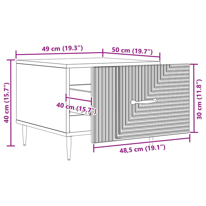 Masă de cafea Stejar fumuriu 49 x 50 x 40 cm Lemn prelucrat - WALTI WALTI