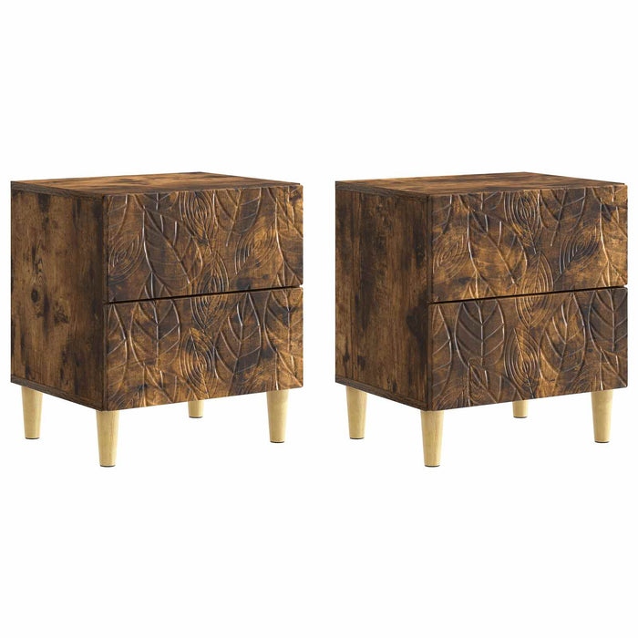 Noptieră 2 pcs Stejar fumuriu 43 x 34,5 x 48 cm Lemn prelucrat - WALTI WALTI