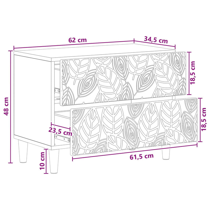 Noptieră Gri Beton 62 x 34,5 x 48 cm Lemn prelucrat - WALTI WALTI