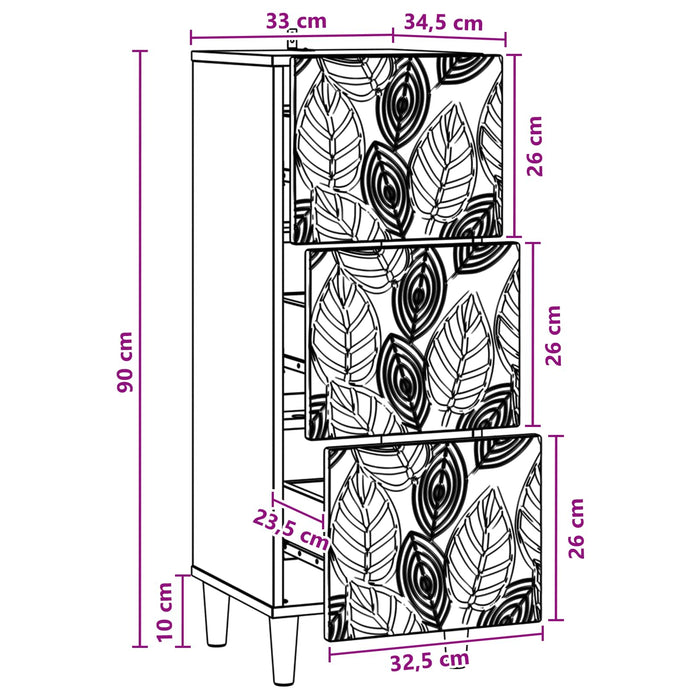 Dulap cu sertare Sonoma gri 33 x 34,5 x 90 cm Lemn prelucrat WALTI