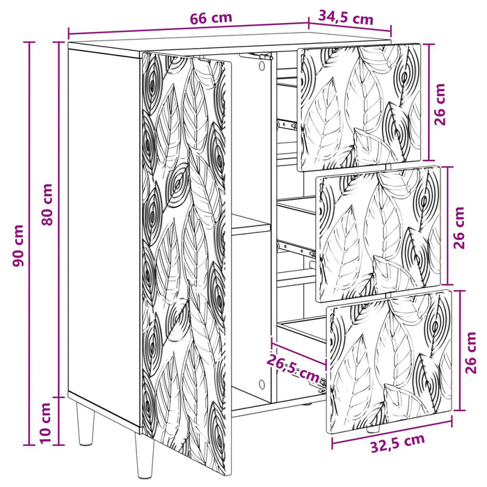 Bufet Negru 66 x 34,5 x 90 cm Lemn prelucrat - WALTI WALTI