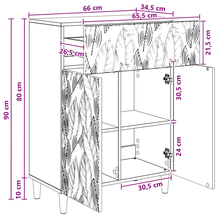 Bufet Stejar Artizanal 66 x 34,5 x 90 cm Lemn prelucrat - WALTI WALTI