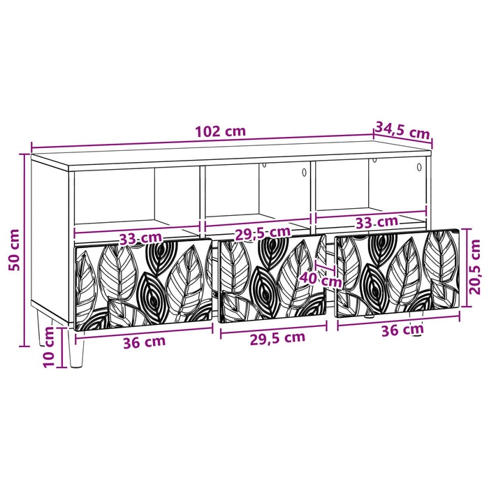 Cabinet TV 102 x 34,5 x 50 cm Gri Beton Lemn prelucrat - WALTI WALTI