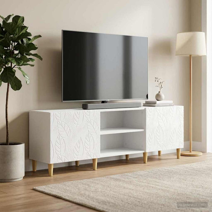 Cabinet TV 150 x 31 x 50 cm Alb foarte lucios Lemn prelucrat - WALTI WALTI