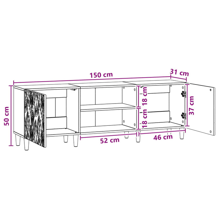 Cabinet TV 150 x 31 x 50 cm Stejar fumuriu Lemn prelucrat - WALTI WALTI