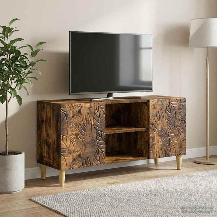 Cabinet TV 102 x 34,5 x 50 cm Stejar fumuriu Lemn prelucrat - WALTI WALTI
