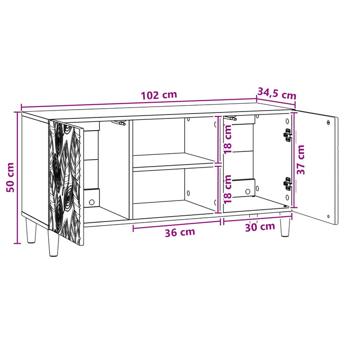 Cabinet TV 102 x 34,5 x 50 cm Stejar Artizanal Lemn prelucrat - WALTI WALTI