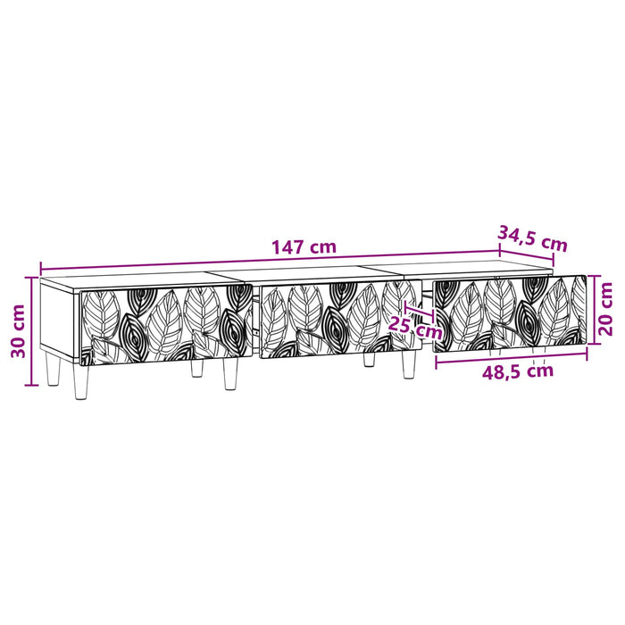 Cabinet TV 147 x 34,5 x 30 cm Gri Beton Lemn prelucrat - WALTI WALTI