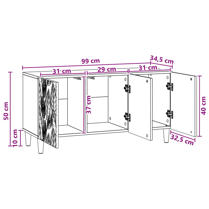 Cabinet TV 99 x 34,5 x 50 cm Alb Lemn prelucrat - WALTI WALTI