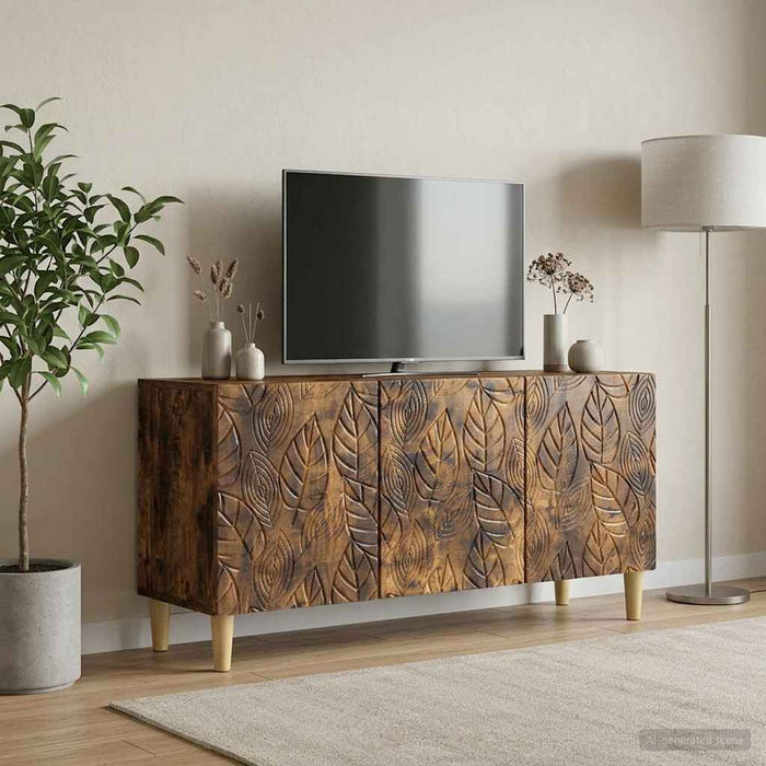 Cabinet TV 99 x 34,5 x 50 cm Stejar fumuriu Lemn prelucrat - WALTI WALTI