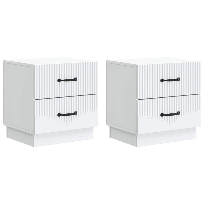 Dulap de noapte 2 pcs Alb 43 x 34,5 x 44,5 cm Lemn prelucrat - WALTI WALTI