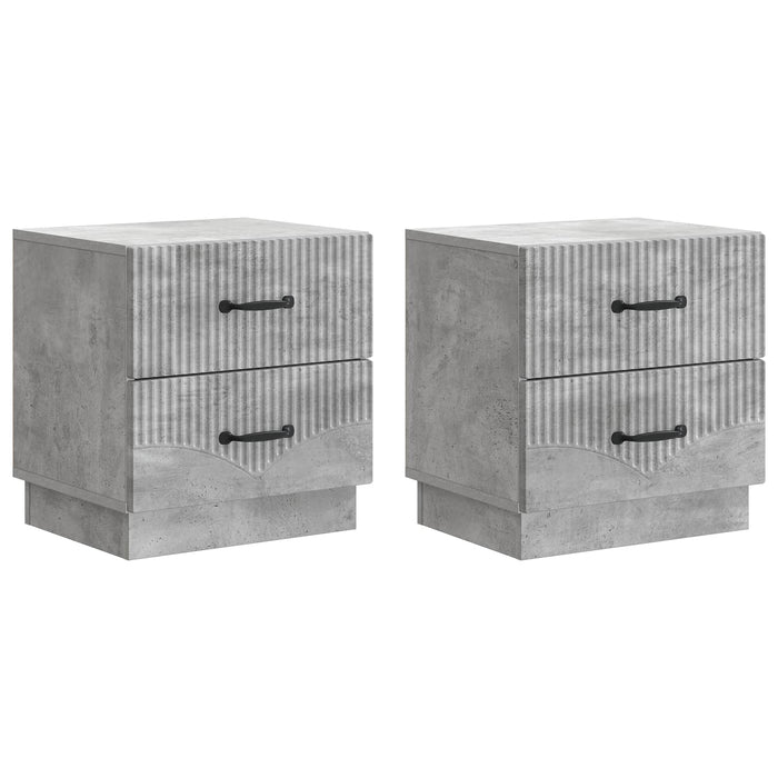 Dulap de noapte cu sertar 2 pcs Gri Beton 43 x 34,5 x 44,5 cm - WALTI WALTI