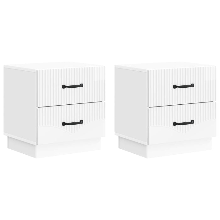 Dulap de noapte 2 pcs Alb foarte lucios 43 x 34,5 x 44,5 cm - WALTI WALTI