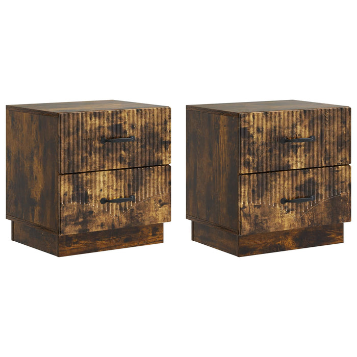 Dulap de noapte 2 pcs Stejar fumuriu 43 x 34,5 x 44,5 cm - WALTI WALTI