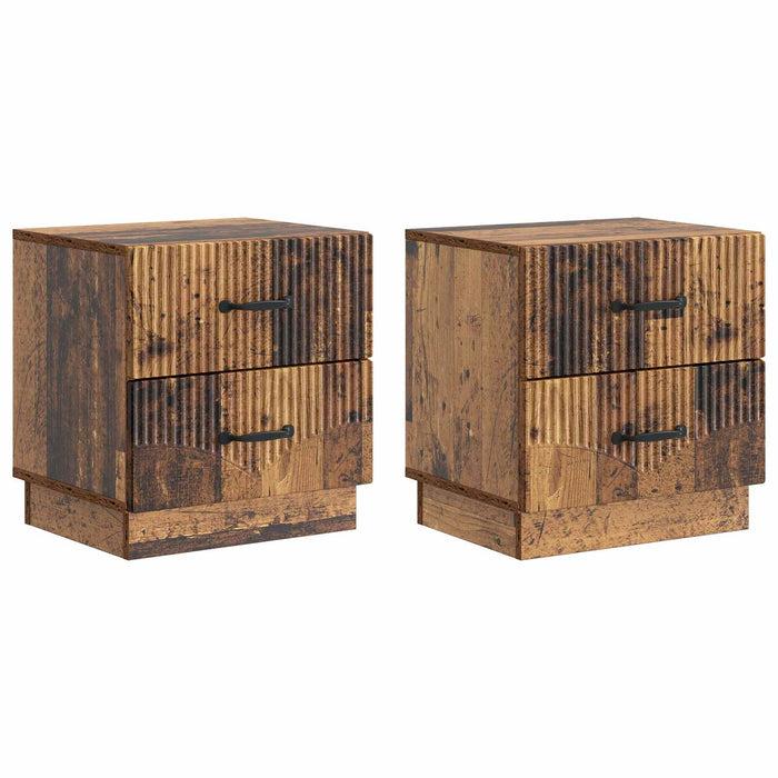 Dulap de noapte cu sertar 2 pcs Lemn vechi 43 x 34,5 x 44,5 cm - WALTI WALTI