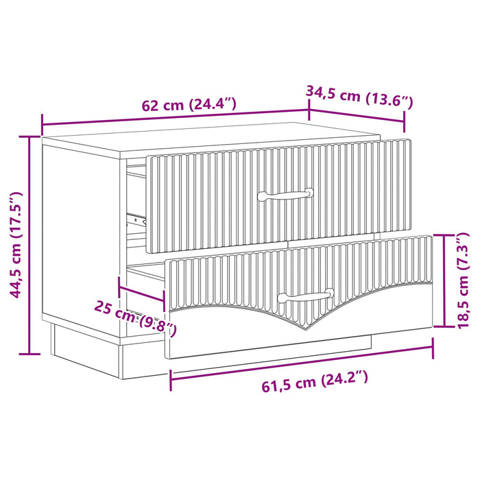 Dulap de noapte Alb 62 x 34,5 x 44,5 cm Lemn prelucrat - WALTI WALTI