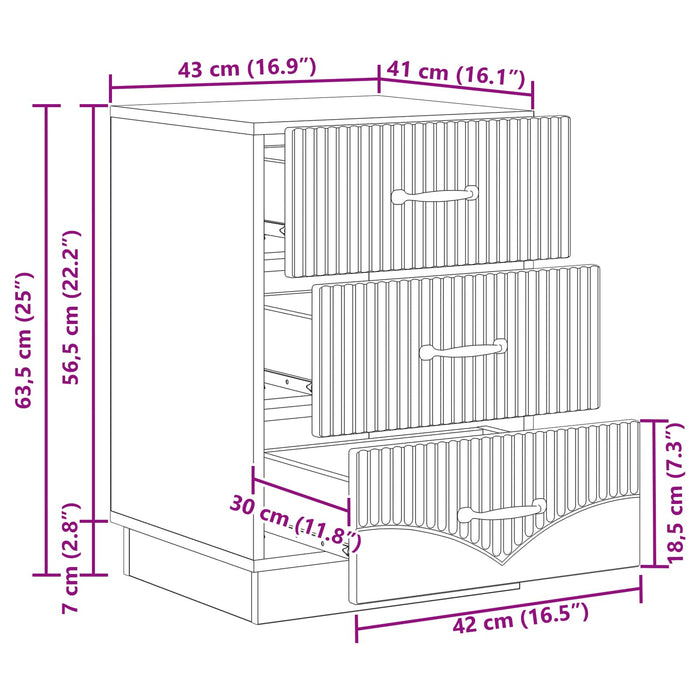 Dulap de noapte Negru 43 x 41 x 63,5 cm Lemn prelucrat - WALTI WALTI