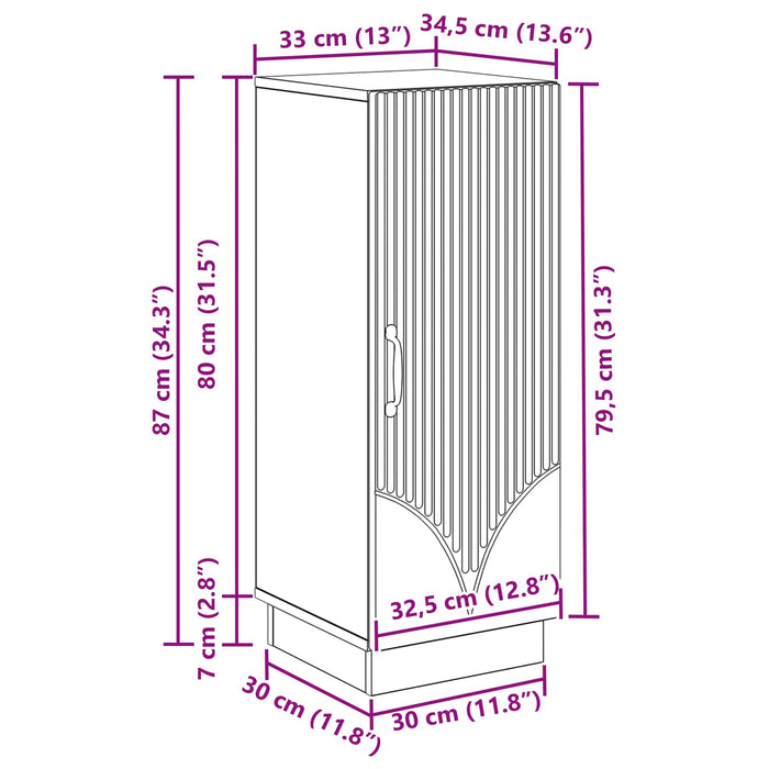 Bufet Alb foarte lucios 33 x 34,5 x 87 cm Lemn prelucrat - WALTI WALTI