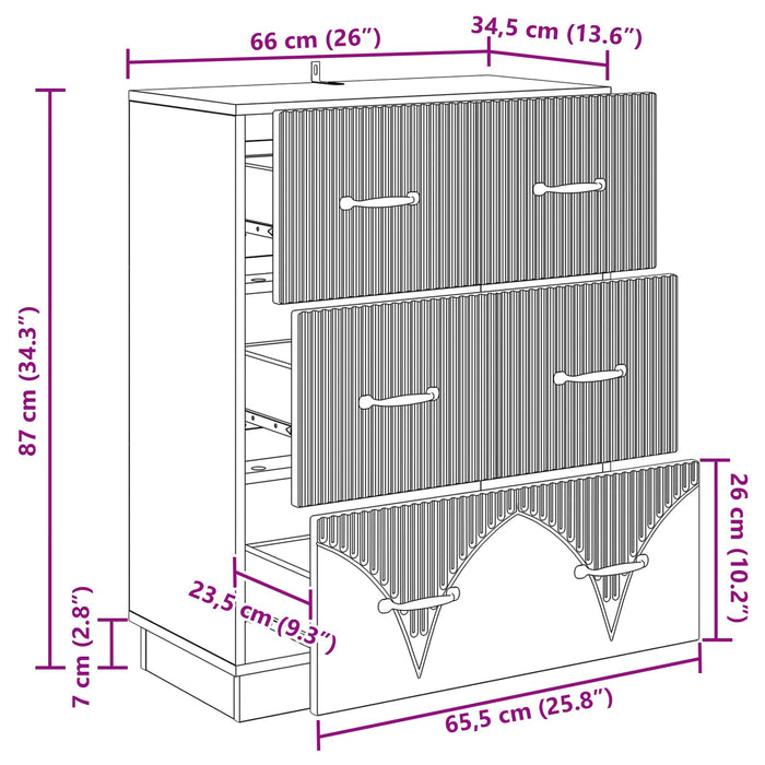 Dulap cu sertare Stejar Sonoma 66 x 34,5 x 87 cm Lemn prelucrat - WALTI WALTI