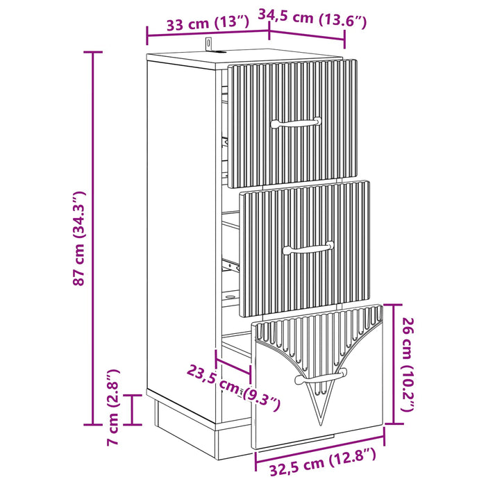 Dulap cu sertare Alb 33 x 34,5 x 87 cm Lemn prelucrat WALTI