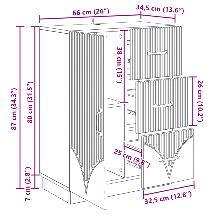 Bufet cu sertar Lemn vechi 66 x 34,5 x 87 cm Lemn prelucrat - WALTI WALTI