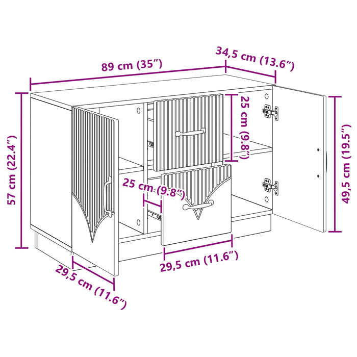 Bufet cu sertar Alb 89 x 34,5 x 57 cm Lemn prelucrat - WALTI WALTI