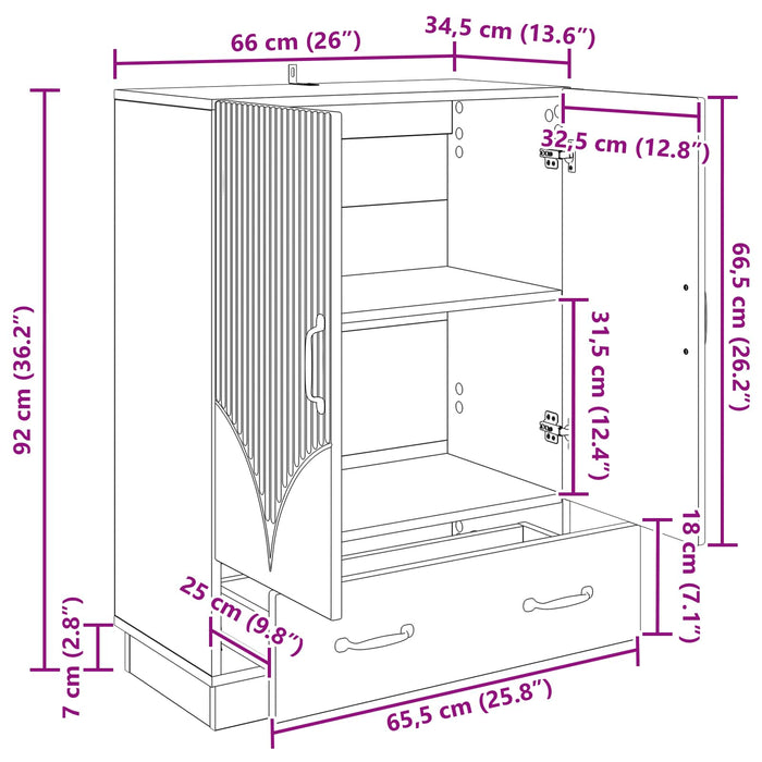 Bufet cu sertar Alb 66 x 34,5 x 92 cm Lemn prelucrat - WALTI WALTI