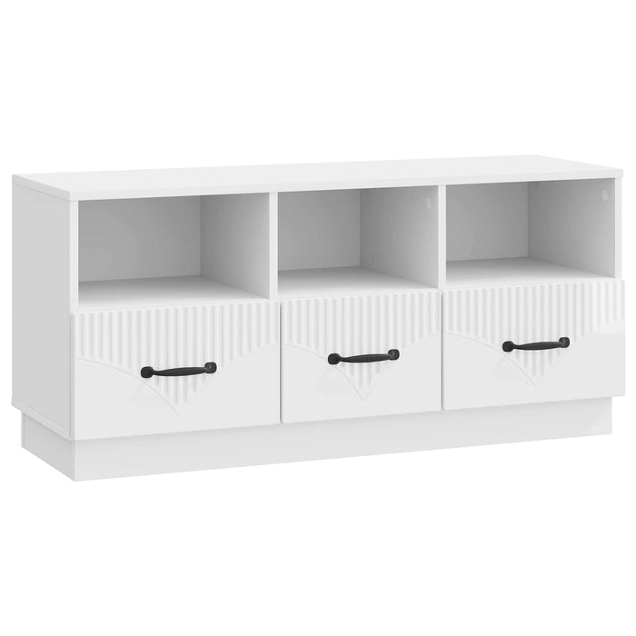 Cabinet TV Alb foarte lucios 102 x 34,5 x 47 cm Lemn prelucrat - WALTI WALTI