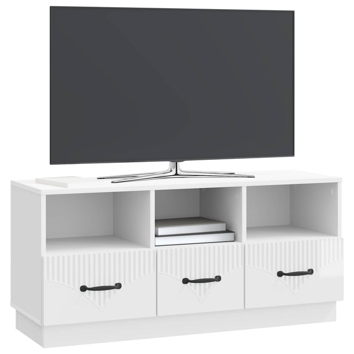 Cabinet TV Alb foarte lucios 102 x 34,5 x 47 cm Lemn prelucrat - WALTI WALTI