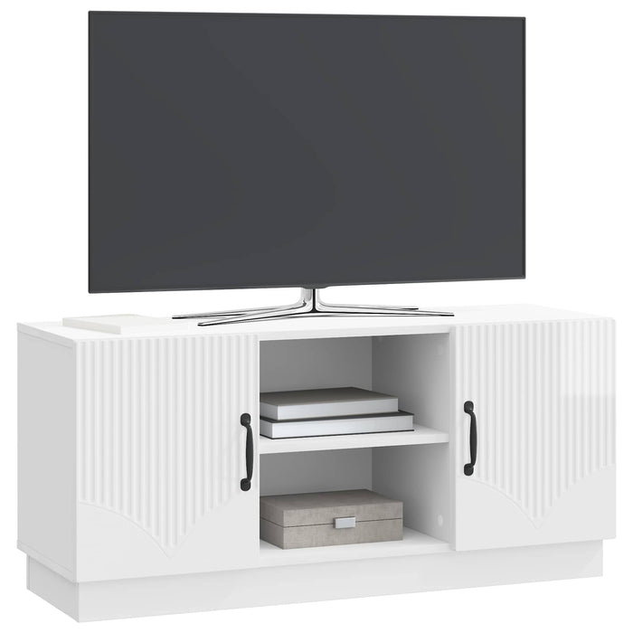 Cabinet TV Alb foarte lucios 102 x 34,5 x 47 cm Lemn prelucrat - WALTI WALTI