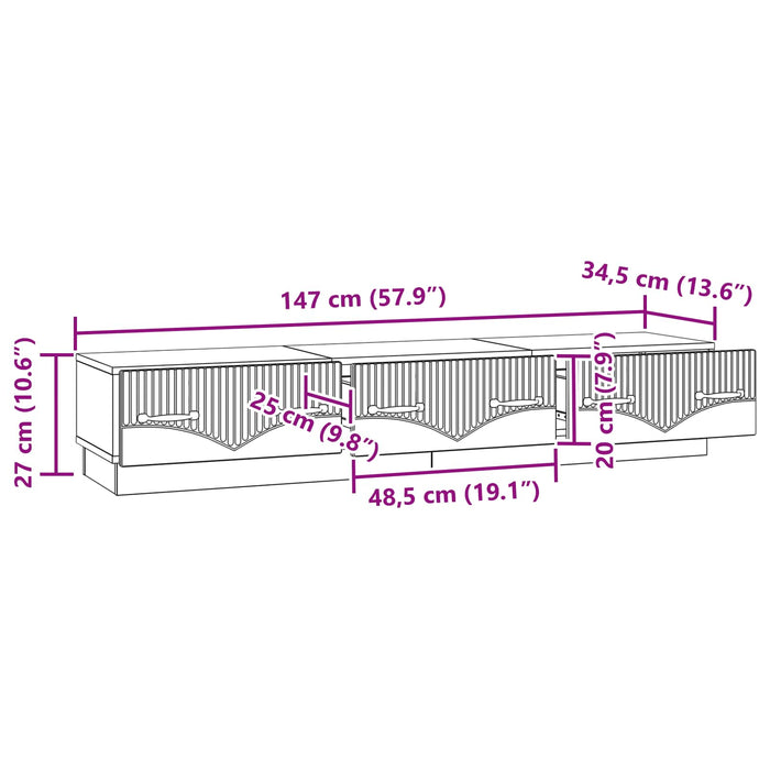 Cabinet TV Stejar fumuriu 147 x 34,5 x 27 cm Lemn prelucrat - WALTI WALTI