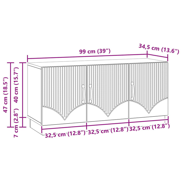 Cabinet TV Lemn vechi 99 x 34,5 x 47 cm Lemn prelucrat - WALTI WALTI