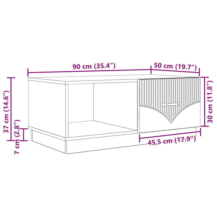 Masă de cafea Gri Beton 90 x 50 x 37 cm Lemn prelucrat - WALTI WALTI
