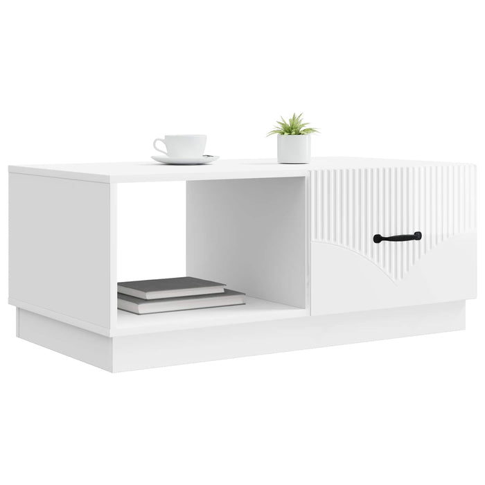 Masă de cafea Alb foarte lucios 90 x 50 x 37 cm Lemn prelucrat - WALTI WALTI