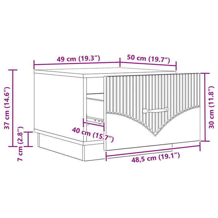 Masă de cafea Stejar Artizanal 49 x 50 x 37 cm Lemn prelucrat - WALTI WALTI